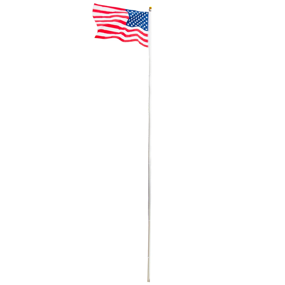 25ft Aluminum Flagpole Kit Heavy Duty Sectional Halyard Flag Pole Outdoor Yard Garden Adjustable Telescopic US Flag Pole for Backyard Lawn Decoration