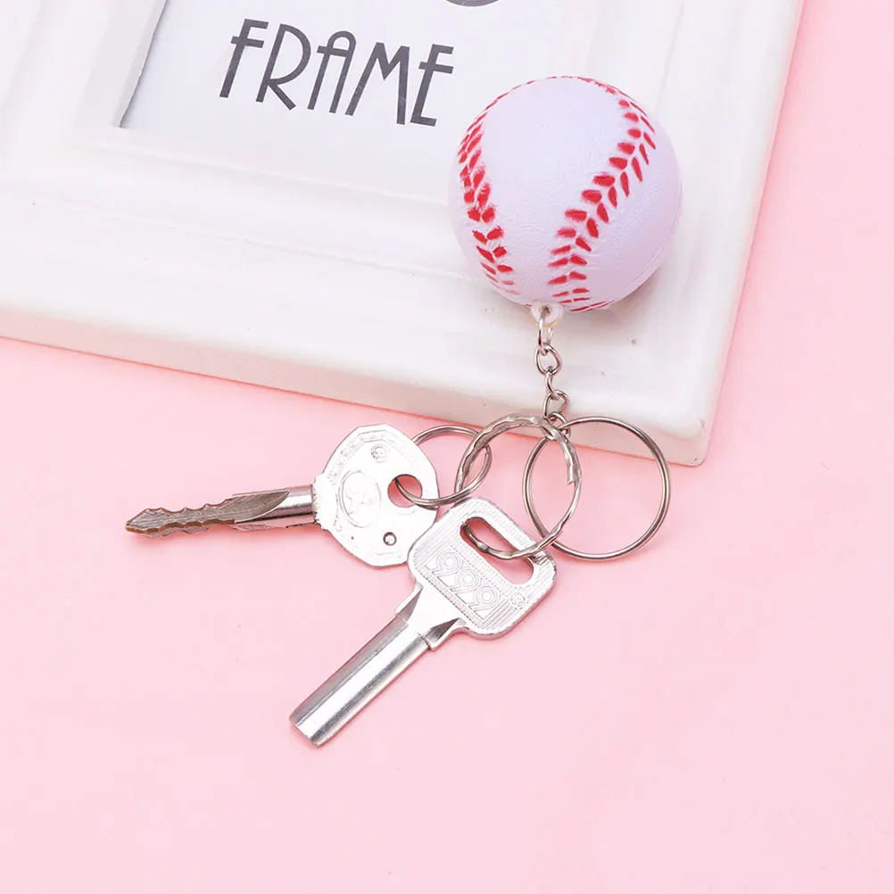 

20 Pcs Baseball Keychain Car Pendant Keyring Decor Basketball PU Foam Sports Holder Gift for Fans