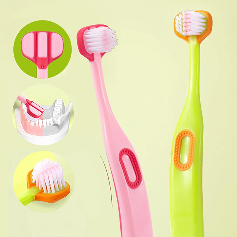 Brosse à dents 3D stéréo à trois côtés pour enfants, cheveux doux ultra fins, brosses à dents entièrement enveloppées à 360 °, livres de soins bucco-dentaires