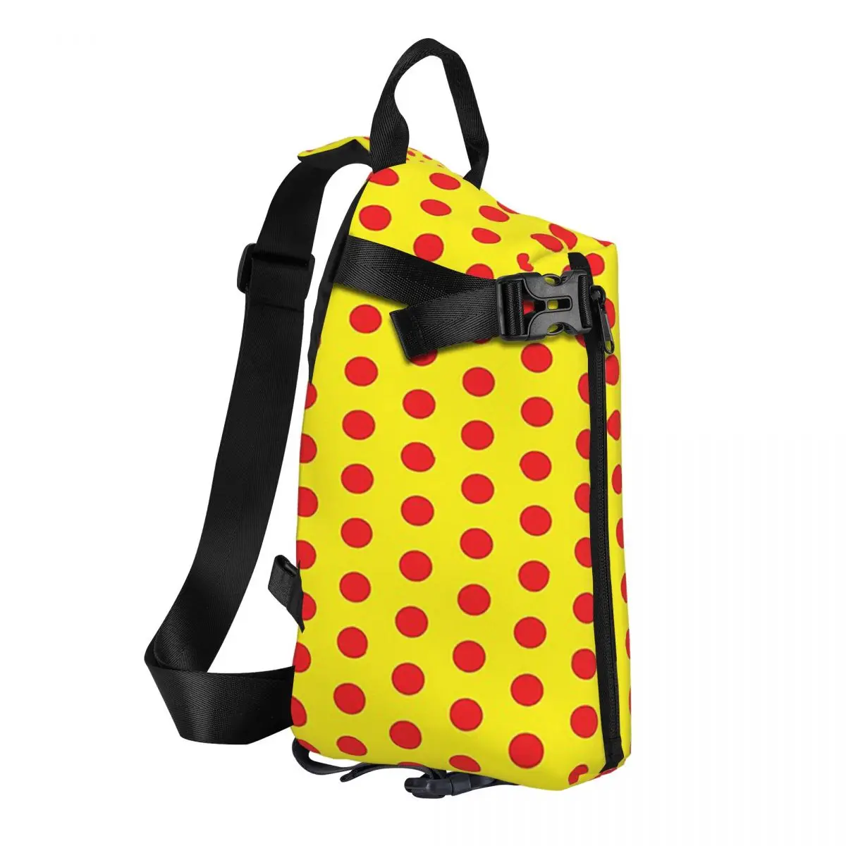 Classic Red And Yellow Polka Dot Pattern Chest Bag Men Sling Crossbody Backpack Chest Bag Travel Hiking Daypack Shoulder Bag