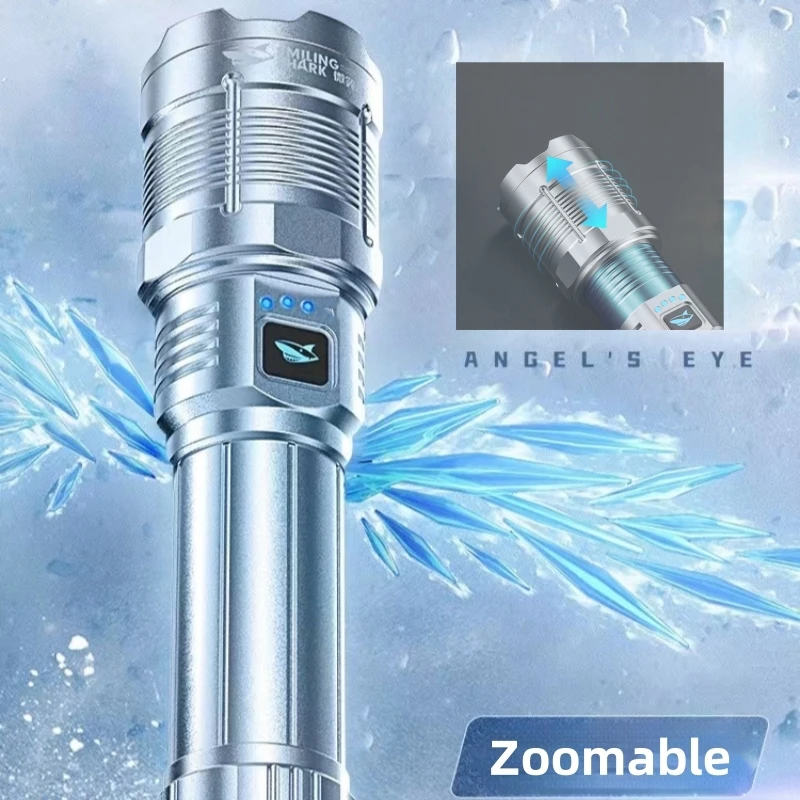 Smiling Shark SD7138 Powerful Zoomable Flashlight,Super Bright M80 Torchlight, with Power Display, for Outdoor Working, Camping