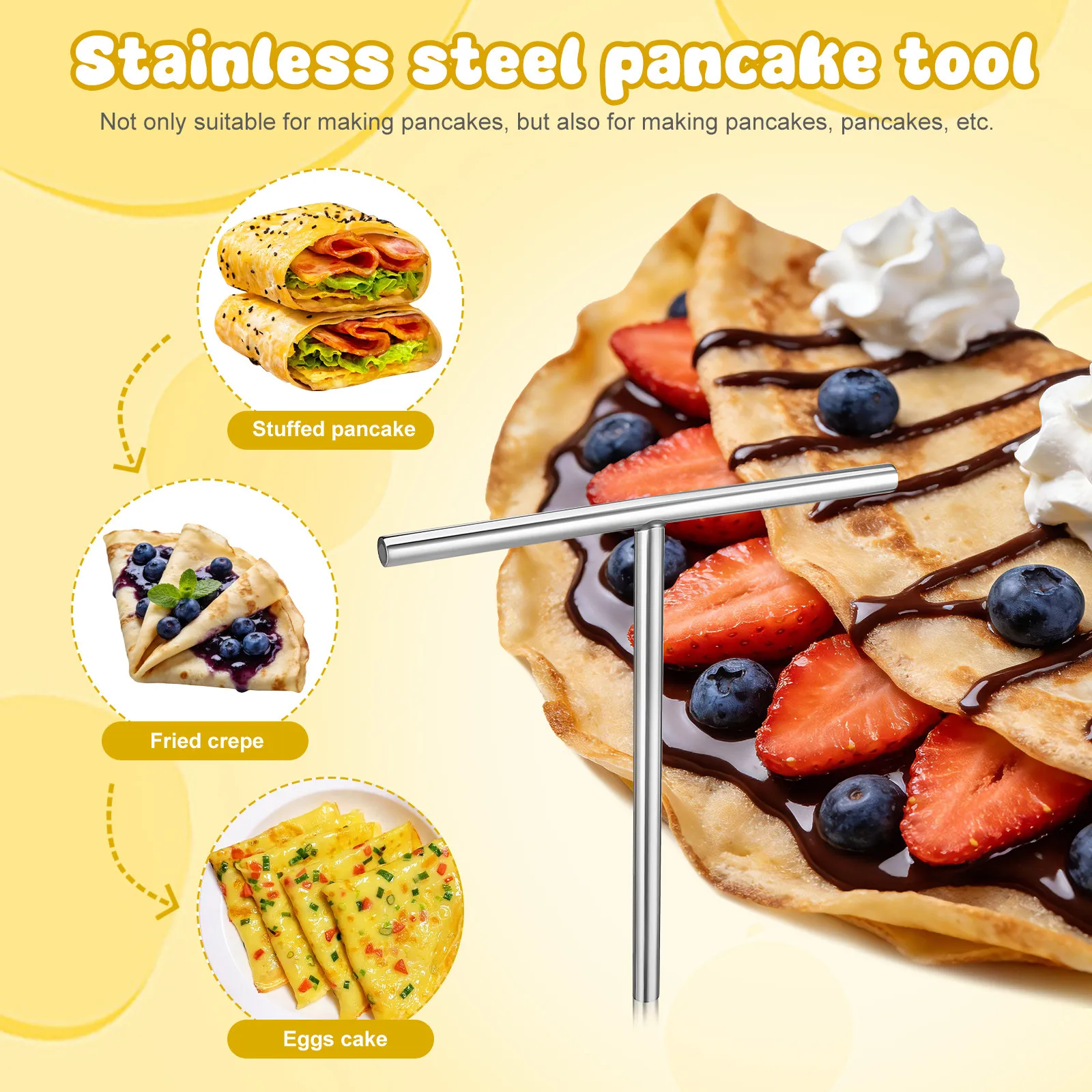

French Crepe Spreader Stainless Steel Pancake Tool Spreader For Pancake Like Batter Spreader Crepes Omelets Bakery Kitchen Tool