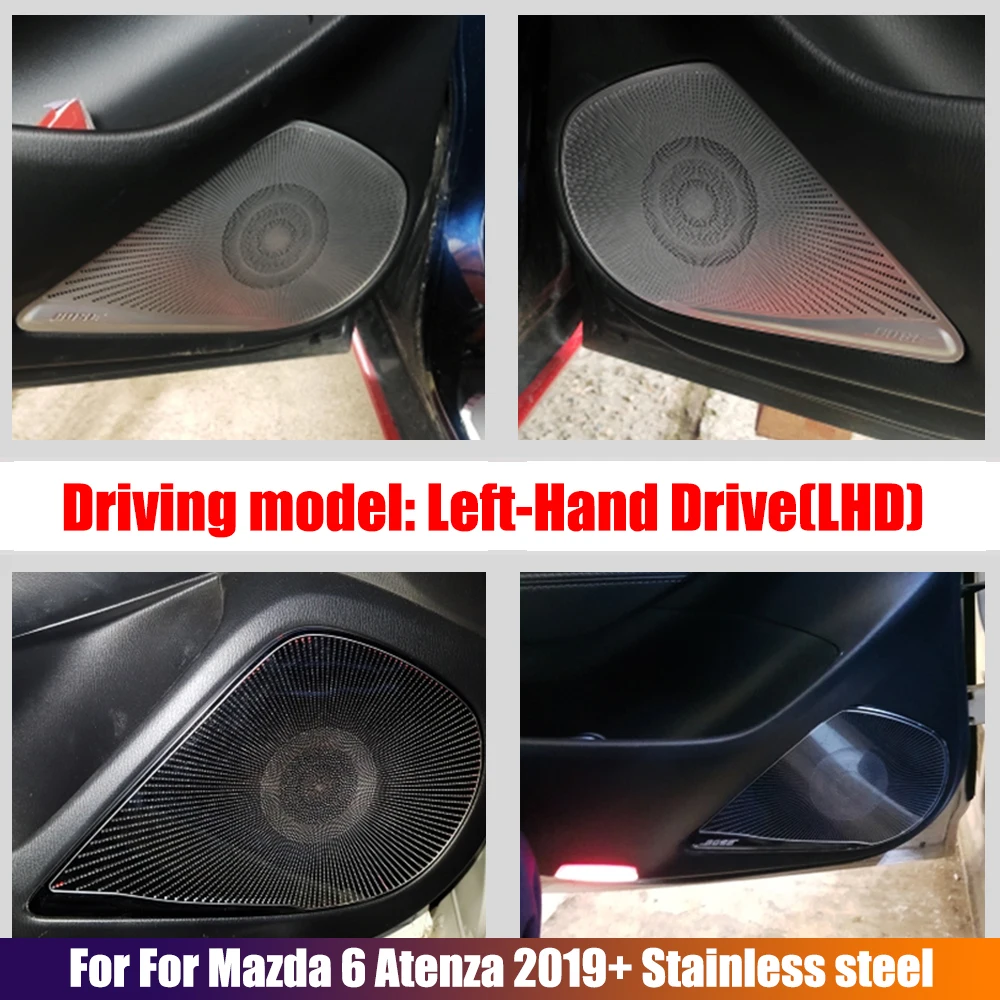 

For Mazda 6 Atenza 2019 2020 Stainless steel Car Four-door horn audio box sequins Speaker Ring cover Trim Auto Accessories 4pcs