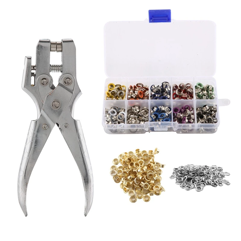 

400Pcs 3/16 Inch Metal Grommets Kit,1Pcs Eyelet Hole Punch Pliers,Metal Eyelets Kits Shoe Eyelets Grommet Sets