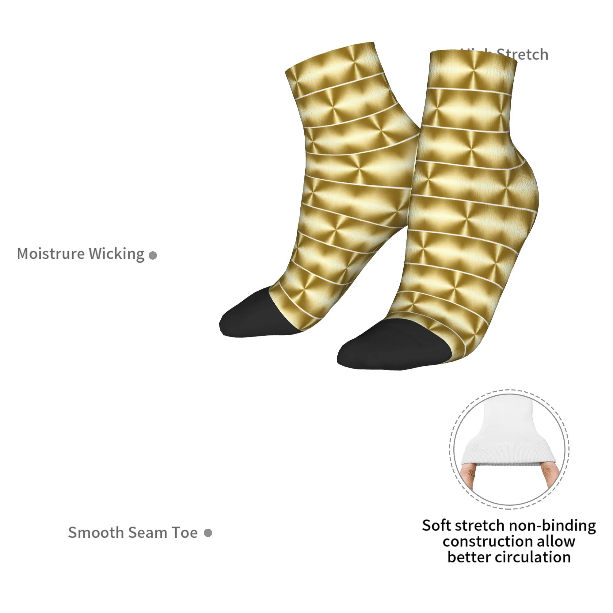 ถุงเท้าโลหะสีทองขัดเงา สไตล์ฮาราจูกุ คุณภาพสูง ถุงเท้าทุกฤดู อุปกรณ์เสริมสำหรับทุกเพศ เหมาะเป็นของขวัญวันเกิด