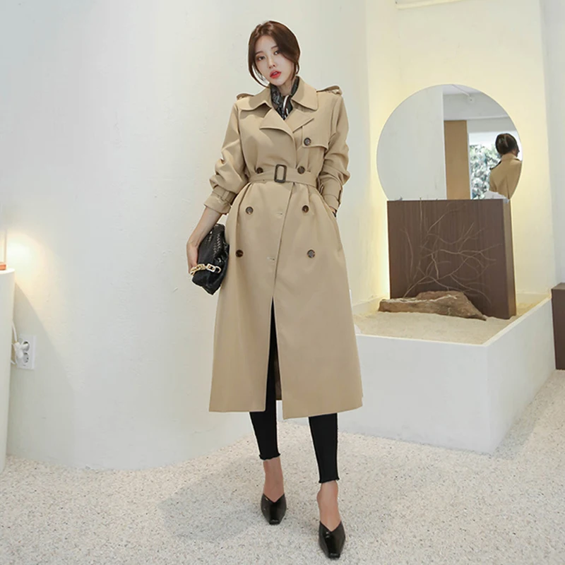 

Женское шикарное пальто в британском стиле, осенняя новинка, маленький размер, корейский фасон, средней длины, премиум-класса