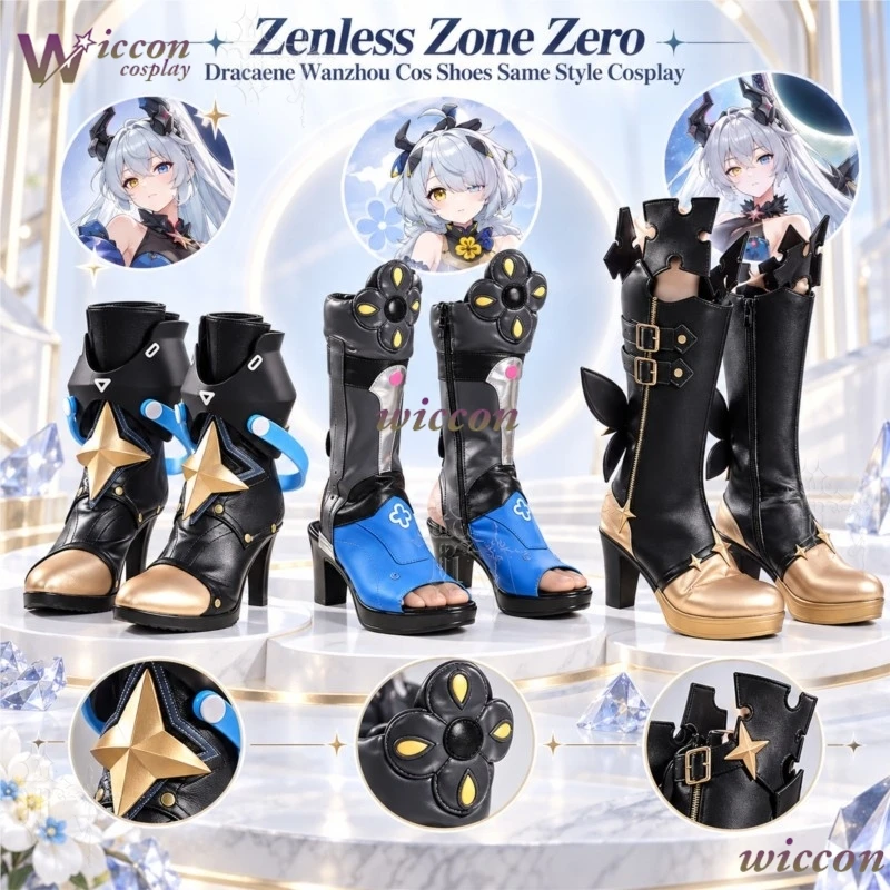 Zenless Zone Zero Dracaene Wanzhou Cos Shoes Same Style Cosplay Footwear Anime Game Stage Roleplay Prop Shoe Halloween Party Cos