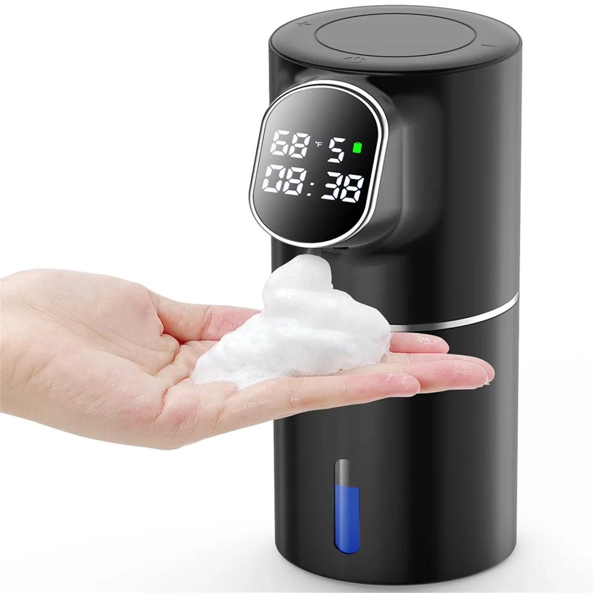 Automatic Foaming Soap Dispenser Touchless HD LED Time and Temperature Display 5-Level Adjustable IPX6 11oz/320ml