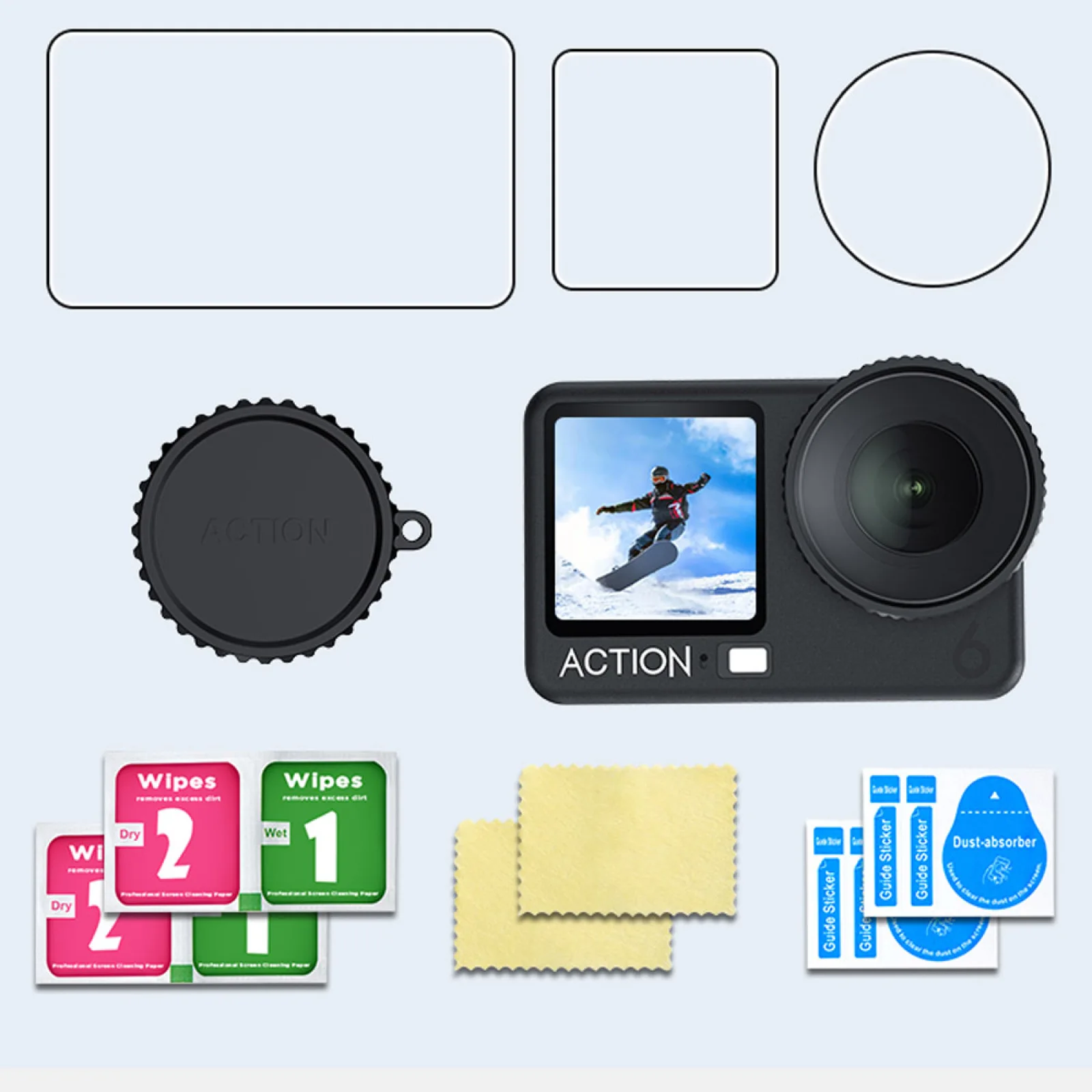 

2Set Screen Protector for DJI Osmo Action6 HD Tempered Glass Camera Lens Screen Protector Film Accessories