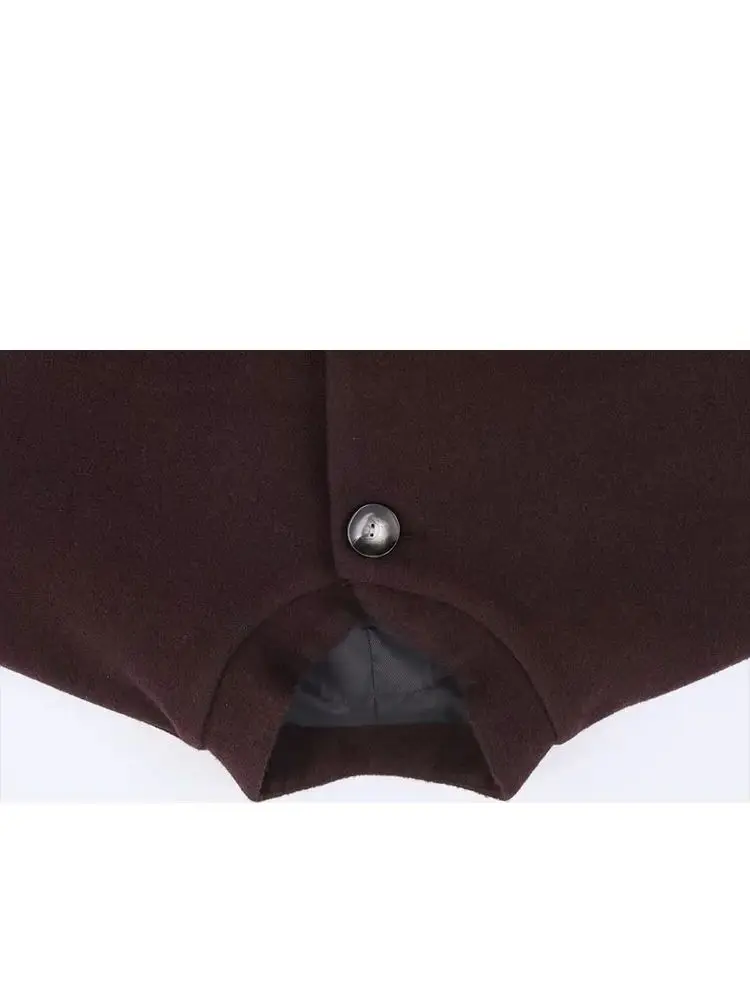 

HH Women’S Autumn And Winter Long Round Neck Single Breasted Straight Into Pocket Belt H Type Woolen Coat Leisure Long Coat