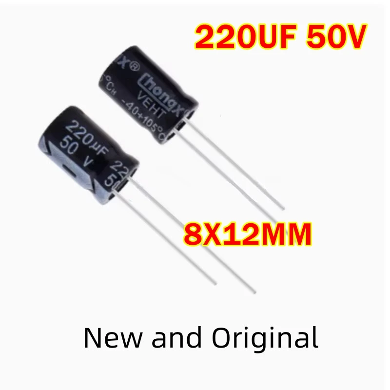 Original genuine 220UF 50V 8X12MM high-quality power supply with direct insertion electrolytic capacitor 50V220UF 220U