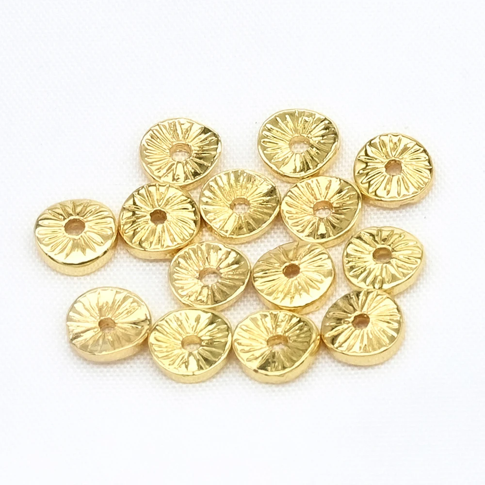 

50 шт./лот, металлические круглые прокладки, дугообразные тисненые полосатые бусины для DIY браслета, ожерелья, аксессуары для изготовления ювелирных изделий, фурнитура, ремесла