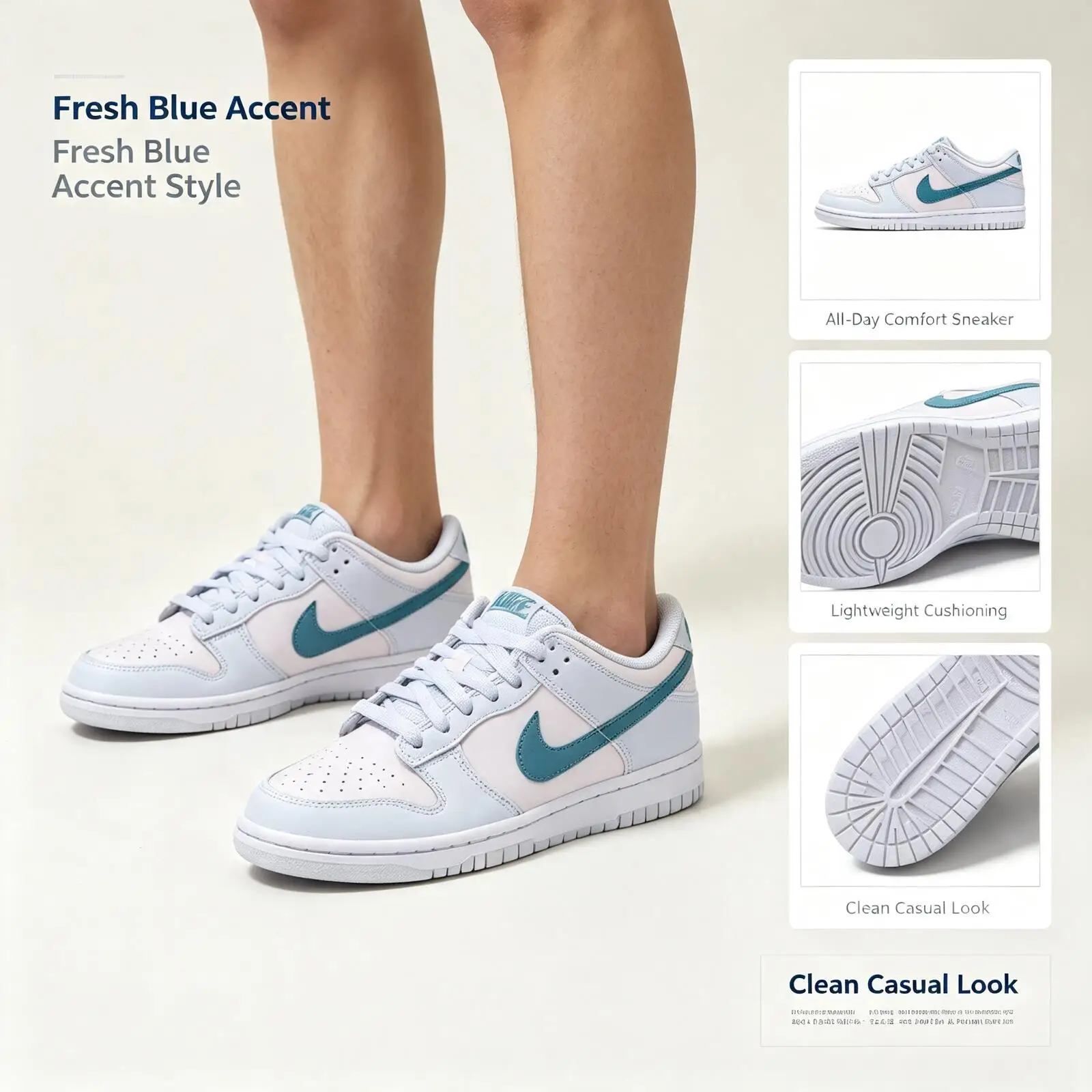 Hot Nike White Blue Low-Top Sneakers Unisex Casual Comfort Walking Shoes Soft Insole Minimalist Street Style Fd1232-002 FD1232-0