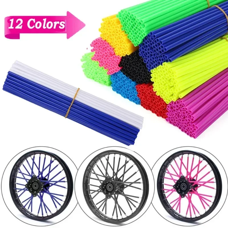 72pcs Bicycle Wheel Spoked Protector Wraps 24cm Wheel Rim Spoke Wrap Kit for Motorcycle Bike Color Rims Skin Trim Covers Pipe