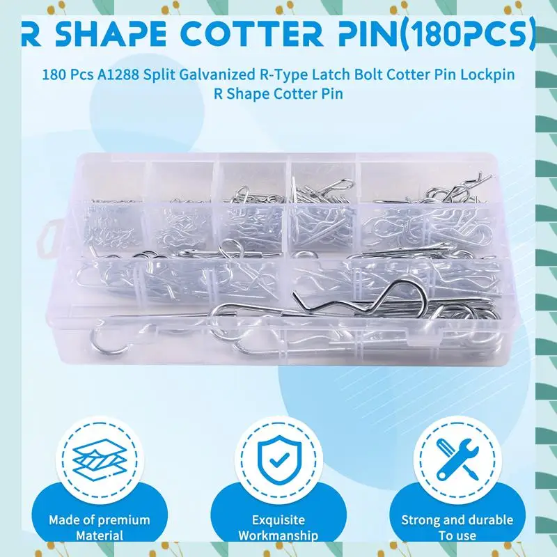 

A71P R-Shape A1288 Galvanized Split R-Type Cotter Pins, 180 Pcs, For Effective Locking
