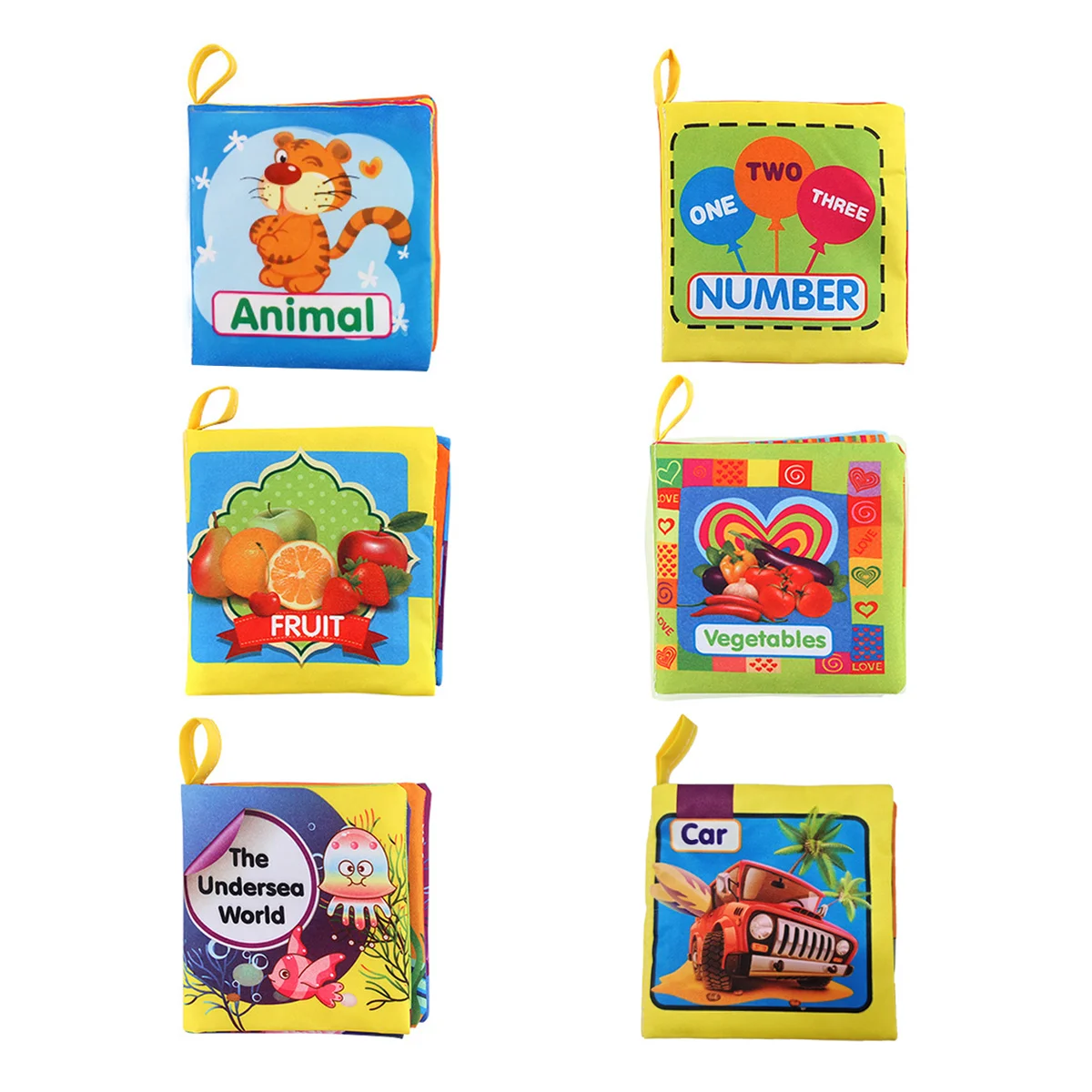 Livres en tissu multicolores pour bébés, apprentissage des noms des animaux, des fruits, des légumes, des transports, etc., jouets préscolaires pour bébés