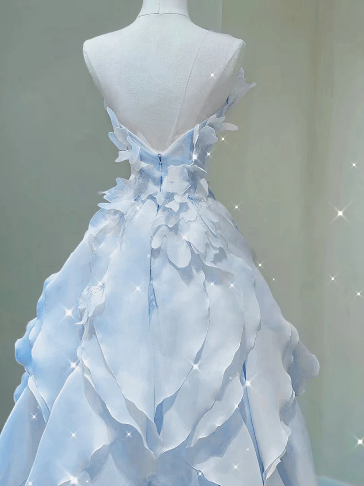 Vestido de Gala Azul E F de Luxo Leve para Cerimônias e Bailes - Super Conto de Fadas com Música e Efeito Sonoro