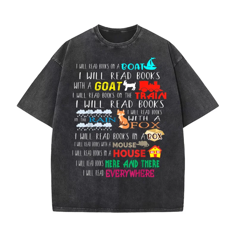 

I Will Read Books On A Boat & Everywhere Reading Gifts Short Sleeve T-shirt Men Tee Shirts Short Sleeve Male Clothes Fashion
