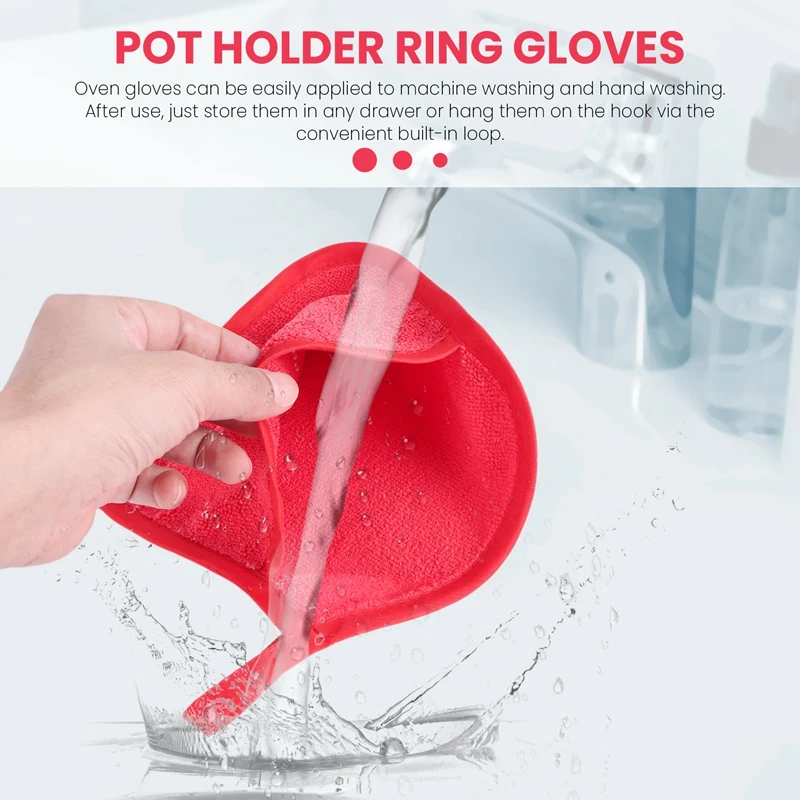 4Pcs Pot Mat Cotton Cloth Pot Holders Looped Gloves Terry Pot Kitchen Holders Cushion Pocket Tool Potholder Gloves