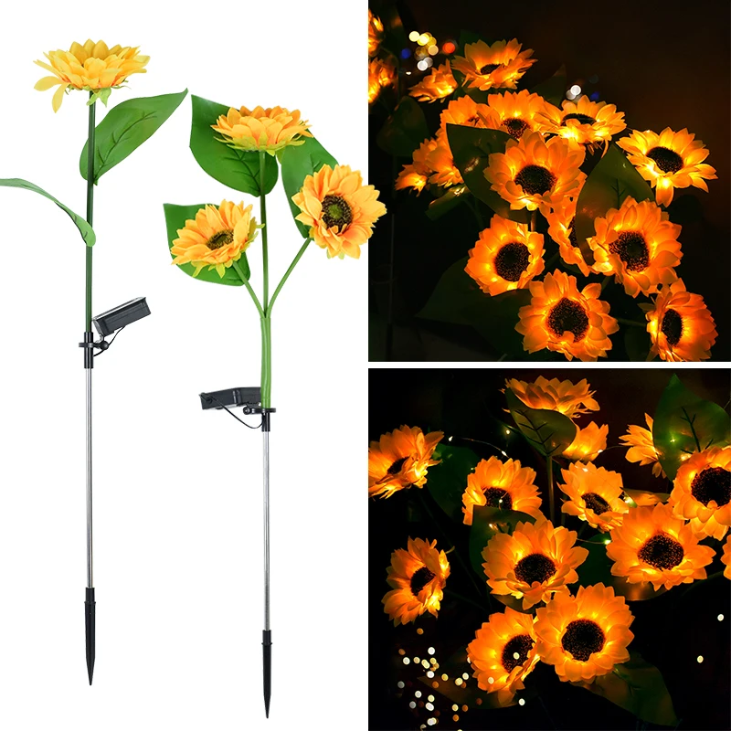 

1/3 Heads Solar Sunflowers Outside Lawn Light IP65 Waterproof LED Garden Light Outdoor Lamp For Yard Garden Landscape Decoration