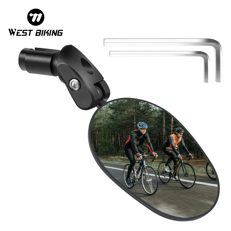 Oeste de bicicleta grande angular espelho retrovisor 360 rotação ajustável guiador espelho mtb ciclismo estrada espelho retrovisor