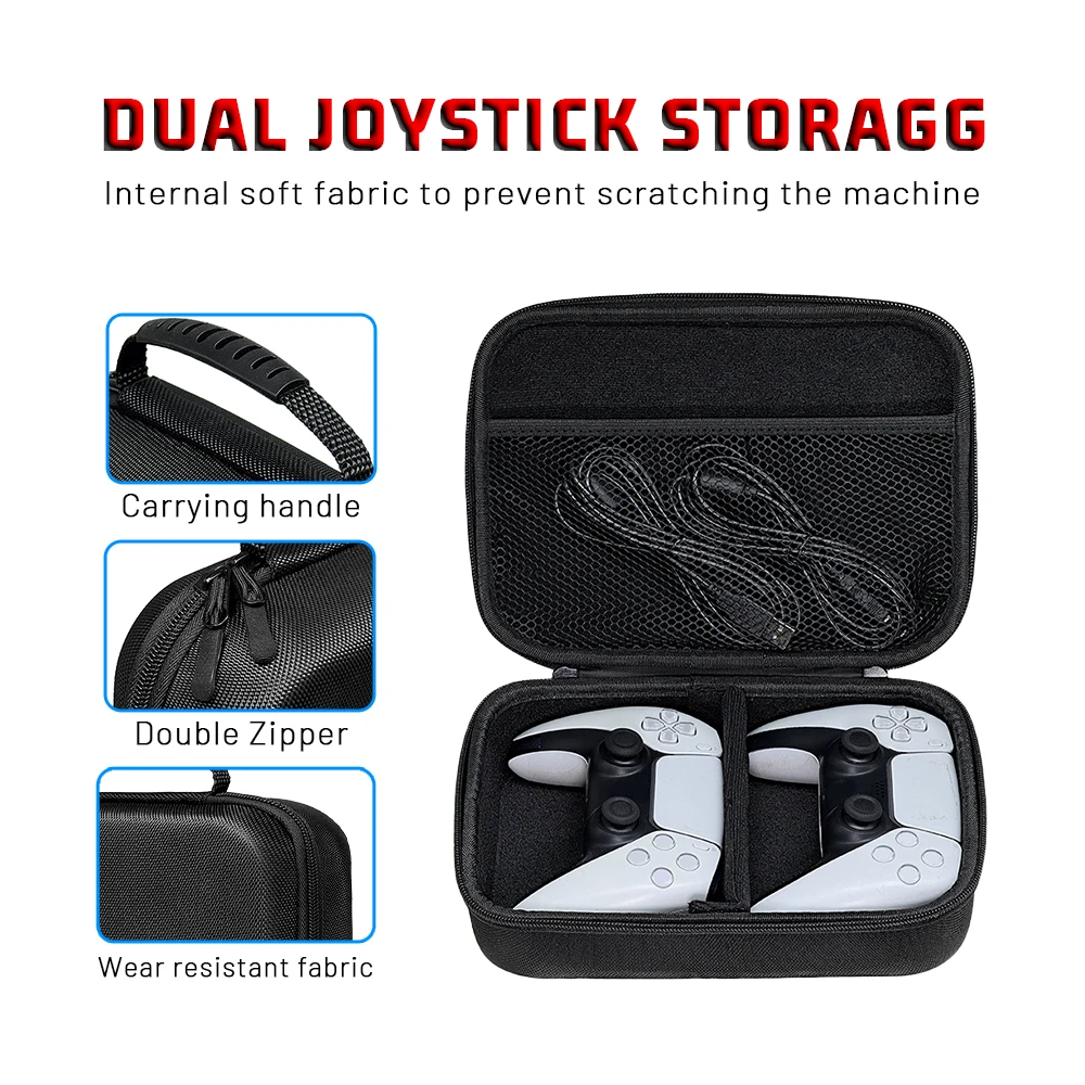 Dual Controller Storage Bag Portable EVA Bag Suitable for PS 5 PS 4 Various Game Controllers, Handles, Accessories