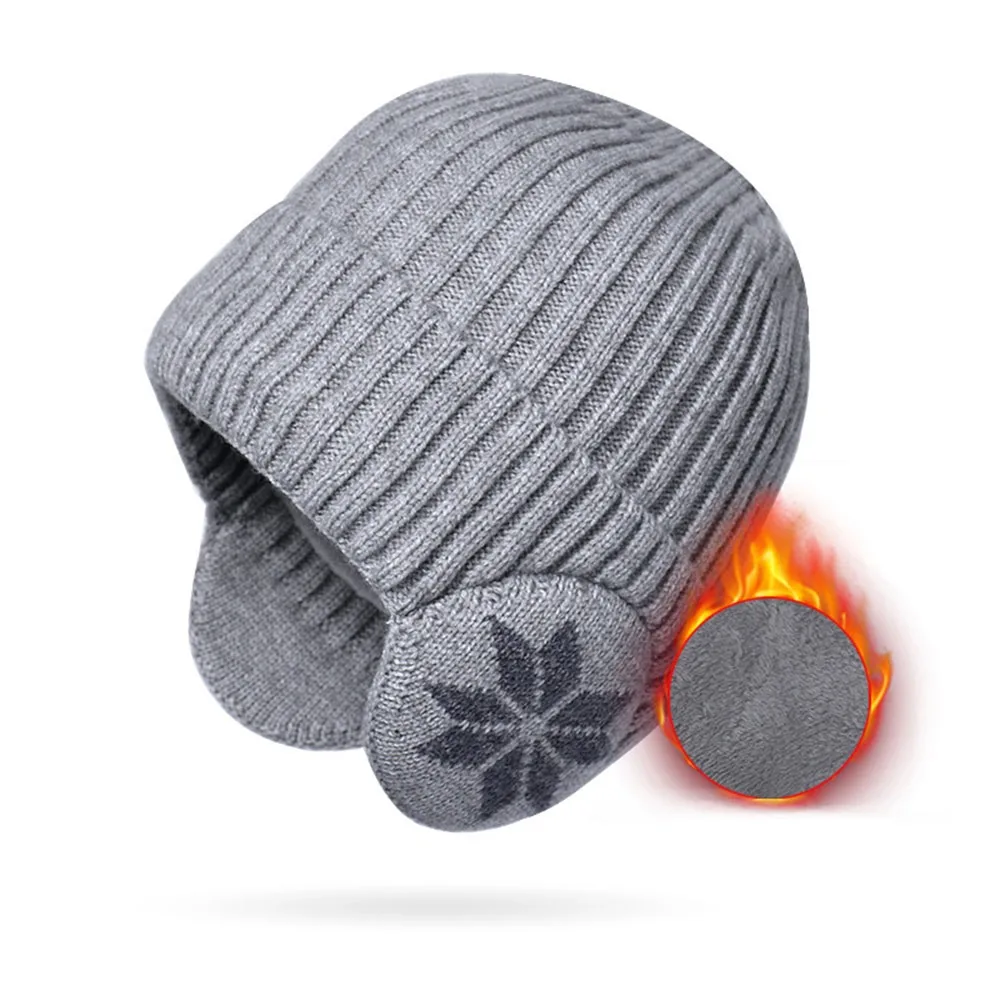 Fashion Soft Snowflake Knitted Hat Windproof Thickened Beanies Cap Keep Warm Ear Protection Hat Unisex