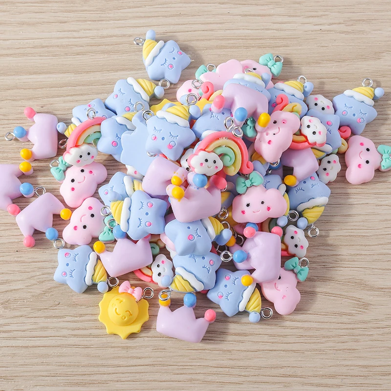 

Tusember 15pcs Cute Cartoon Sun Star Rainbow Cloud Charms for Drop Earrings Bracelet Pendant Necklaces Jewelry Making DIY Supply