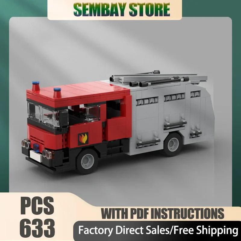 Moc Building Bricks Modular Fire Brigade Vintage Style Pump Ladder Technology Blocks Christmas DIY Toy Construction Gifts