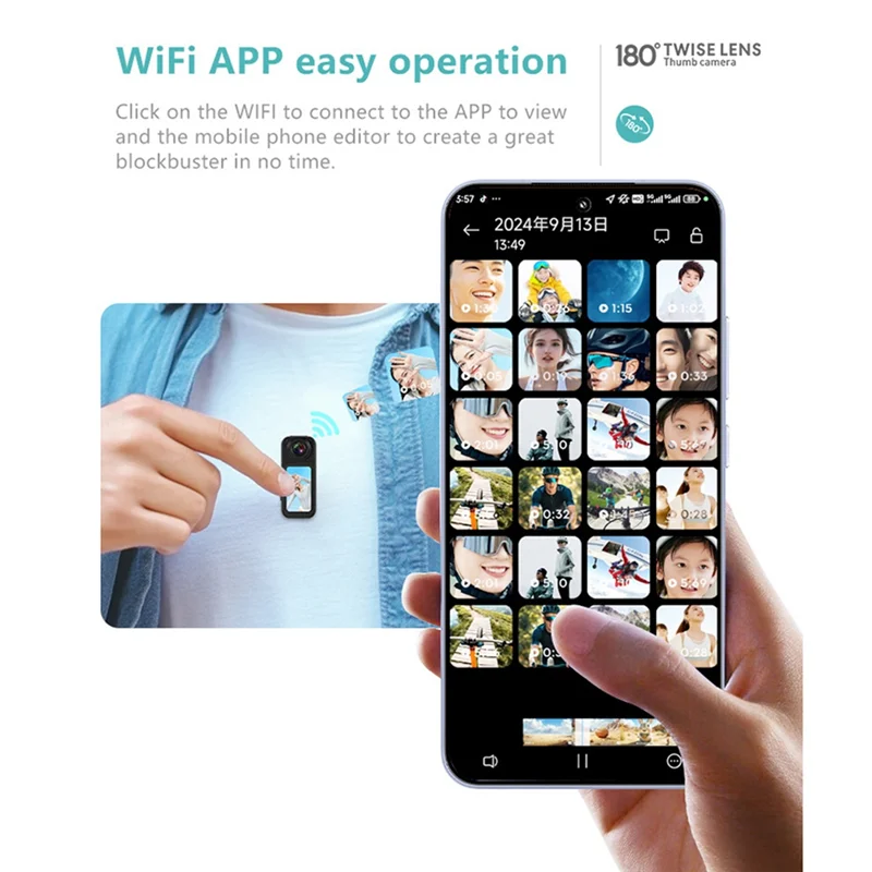 -ABDH جديد S70 2.7K WIFI APP كاميرا الإبهام عمر البطارية الطويل للغاية كاميرا رياضية الإبهام HD كاميرا ركوب الدراجات 1080P كاميرا الحيوانات الأليفة #4