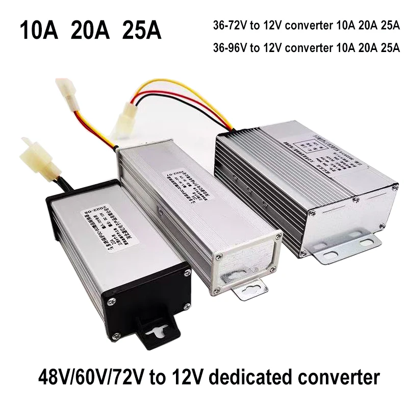 Electric Bike DC Converter 48V/60V/72V To 12V Step-down Voltage Regulator 10A/20A/30A Power Transformer for Scooter Motorcycle