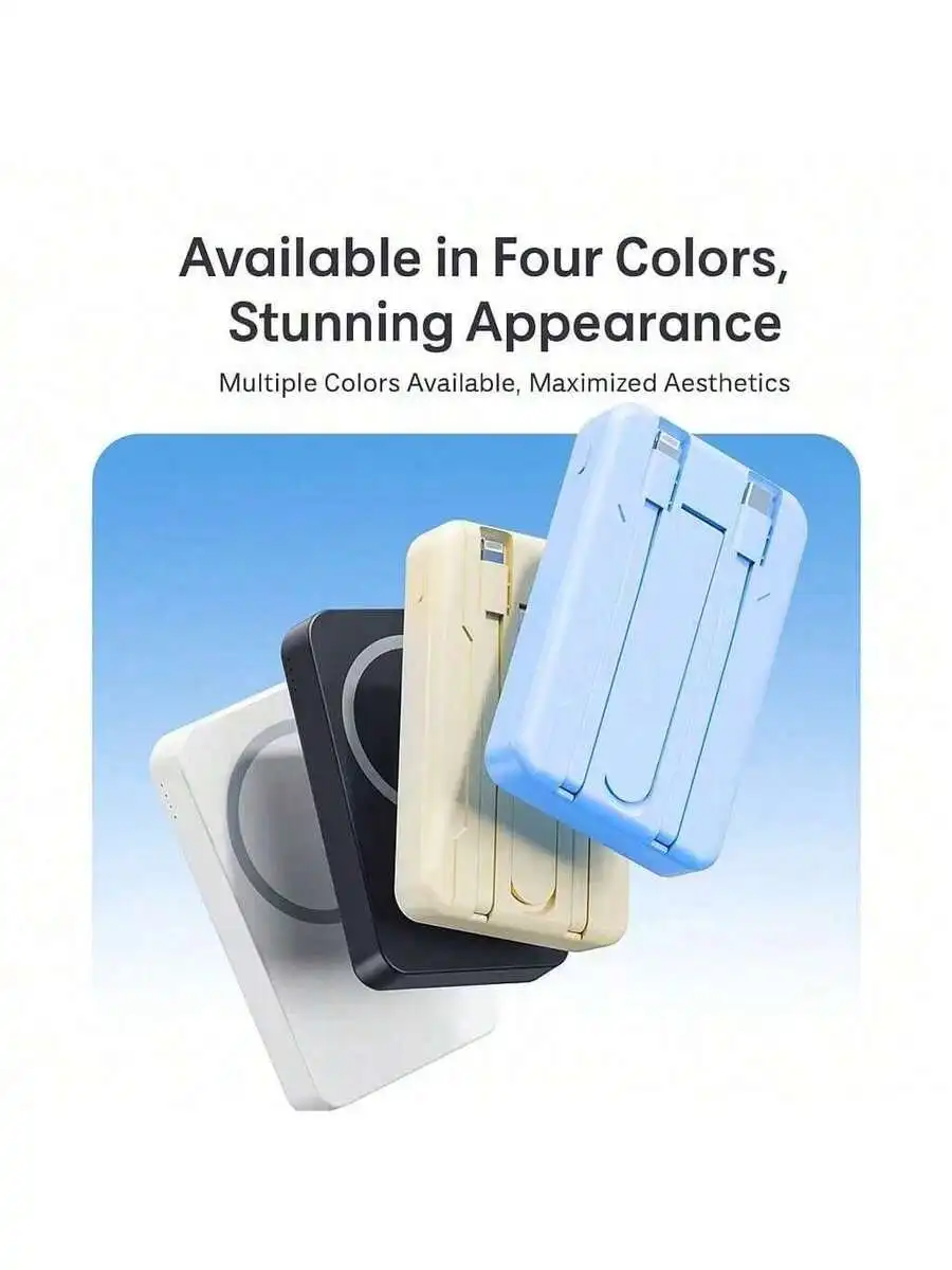 

10000mAh Magnetic Wireless Power Bank With Built-In Cable For iPhone Android Fast Charging