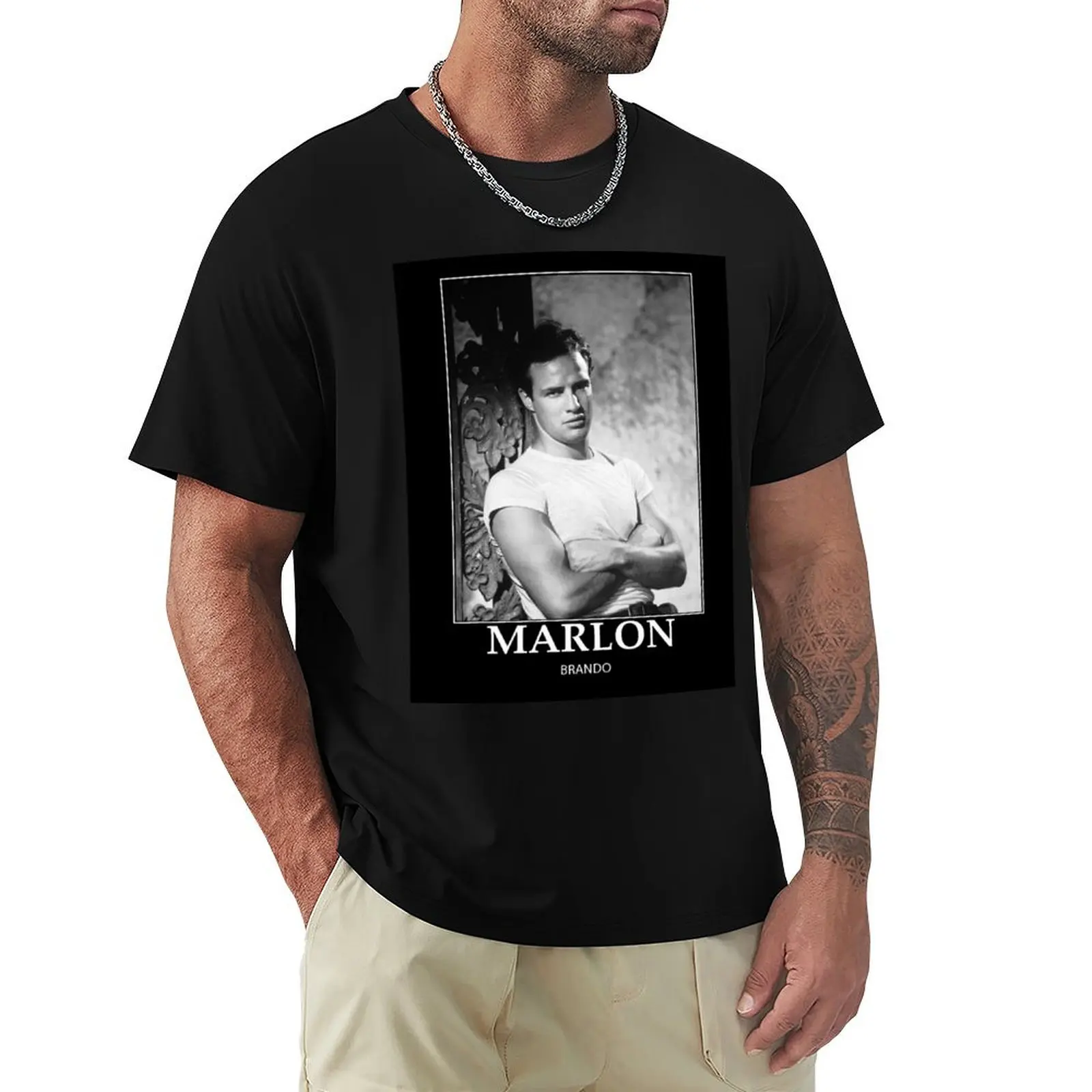 

Marlon Brando - BW - D40 T-Shirt Casual Fashion Print Tee Top