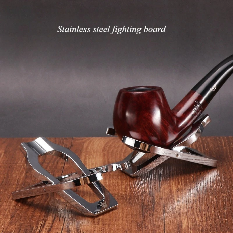 

Portable Foldable Stainless Steel Smoking Pipe Holder Rack, Multi-Pipe Display Stand for Tobacco Pipes, Durable Accessories