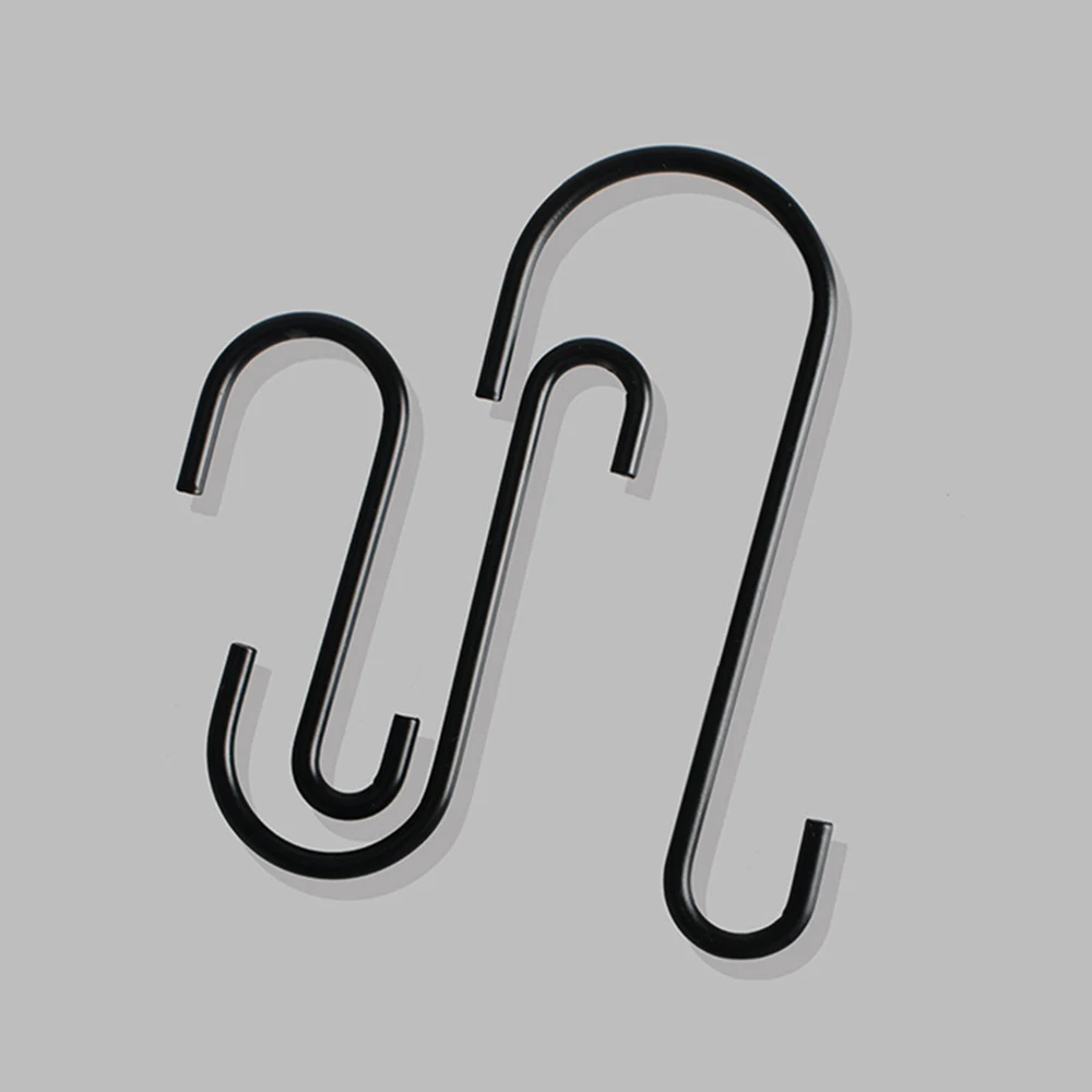 5pcs S-hooks Metal Black 63/76/101mm Hangers Kitchen Utensils Organization Home Storage Wall/Ceiling Hanging Bag Hat Pot Plant