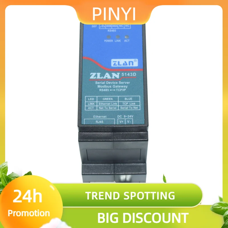 Promotion ZLAN5143D DIN Rail RS485 To Ethernet RJ45 Converter Server Device Modbus RTU TCP Gateway