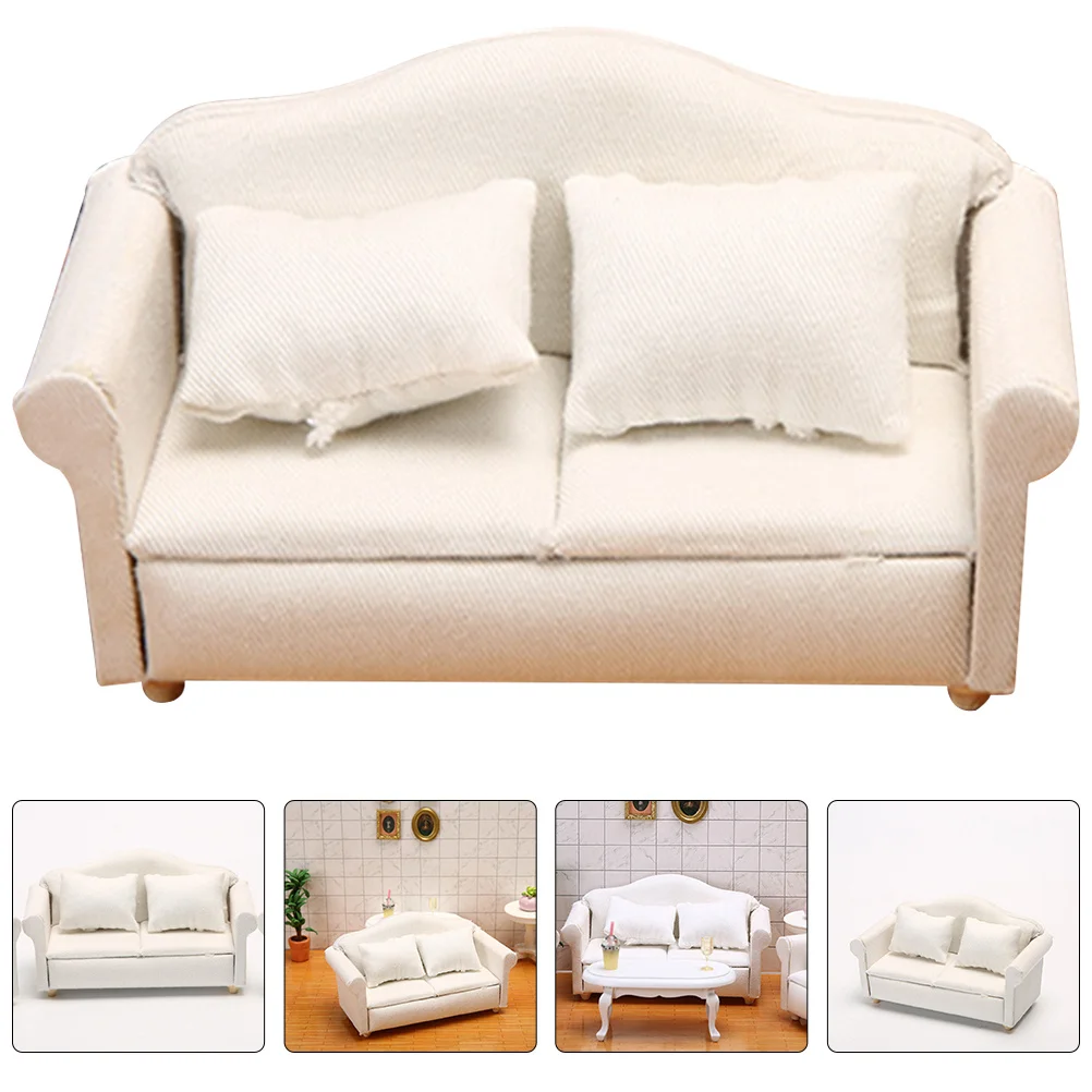 

Miniature White Sofa Tiny Couch Mini Furniture for Mini House Delicate Small Living Room Decoration Photo Prop
