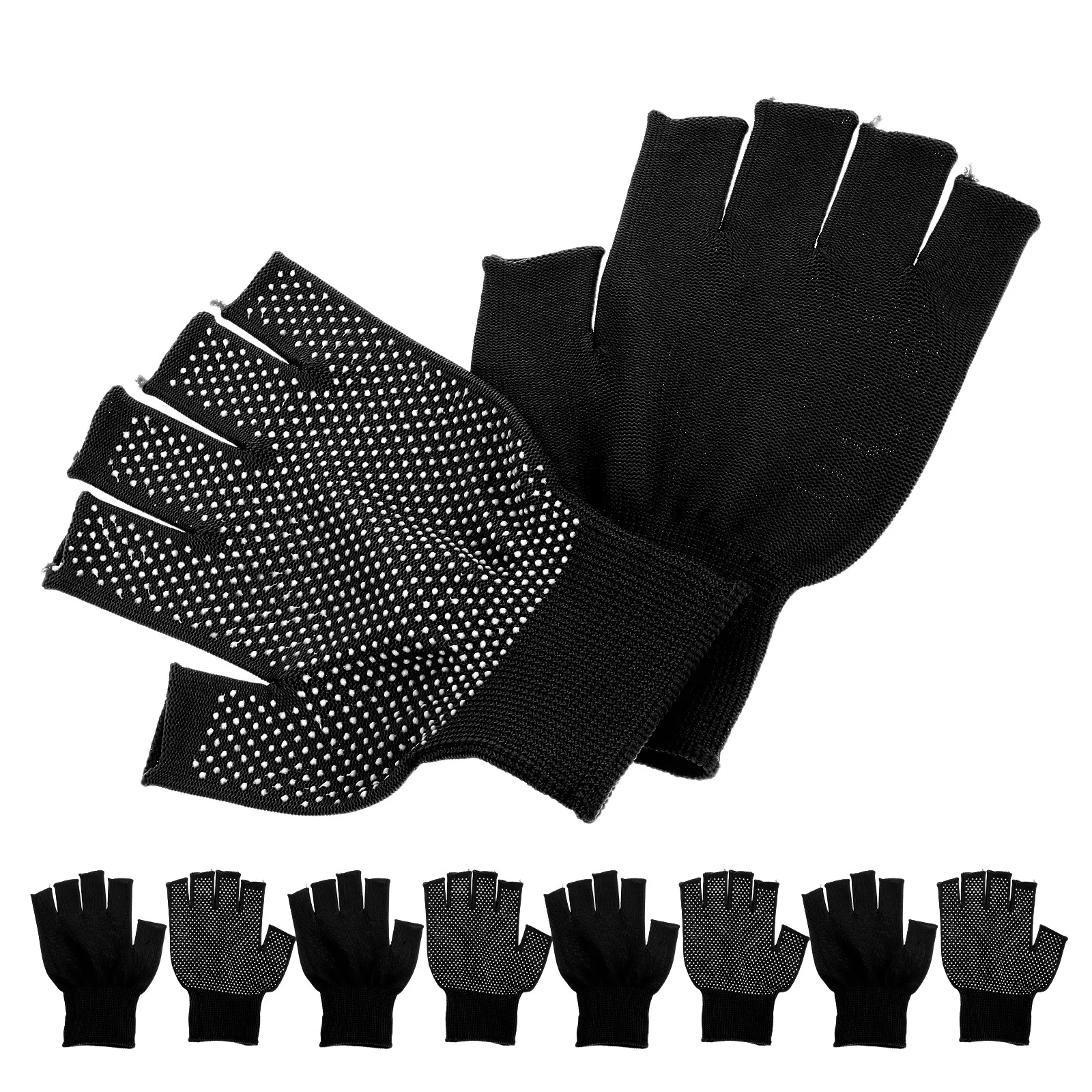 

5Pairs Polyester PVC Fingerless Work Gloves Non-Slip Grip Warm Winter Breathable Gloves for Cycling Driving Hiking Cold Weather