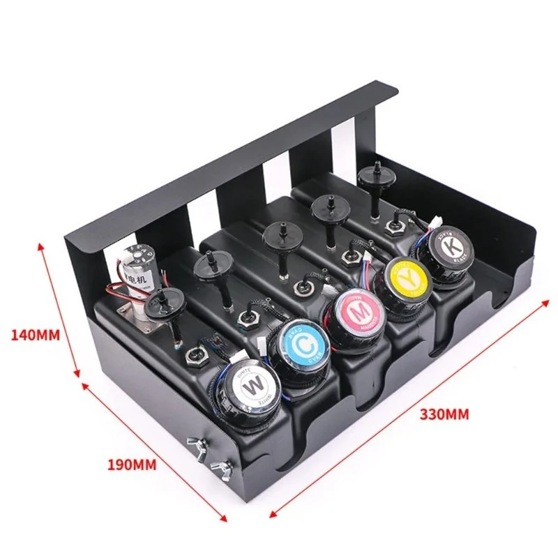 UV Printer Black Cartridge, with Level Sensor & Stirring Motor, Compatible with UV Machine White Ink Tank & CISS Device