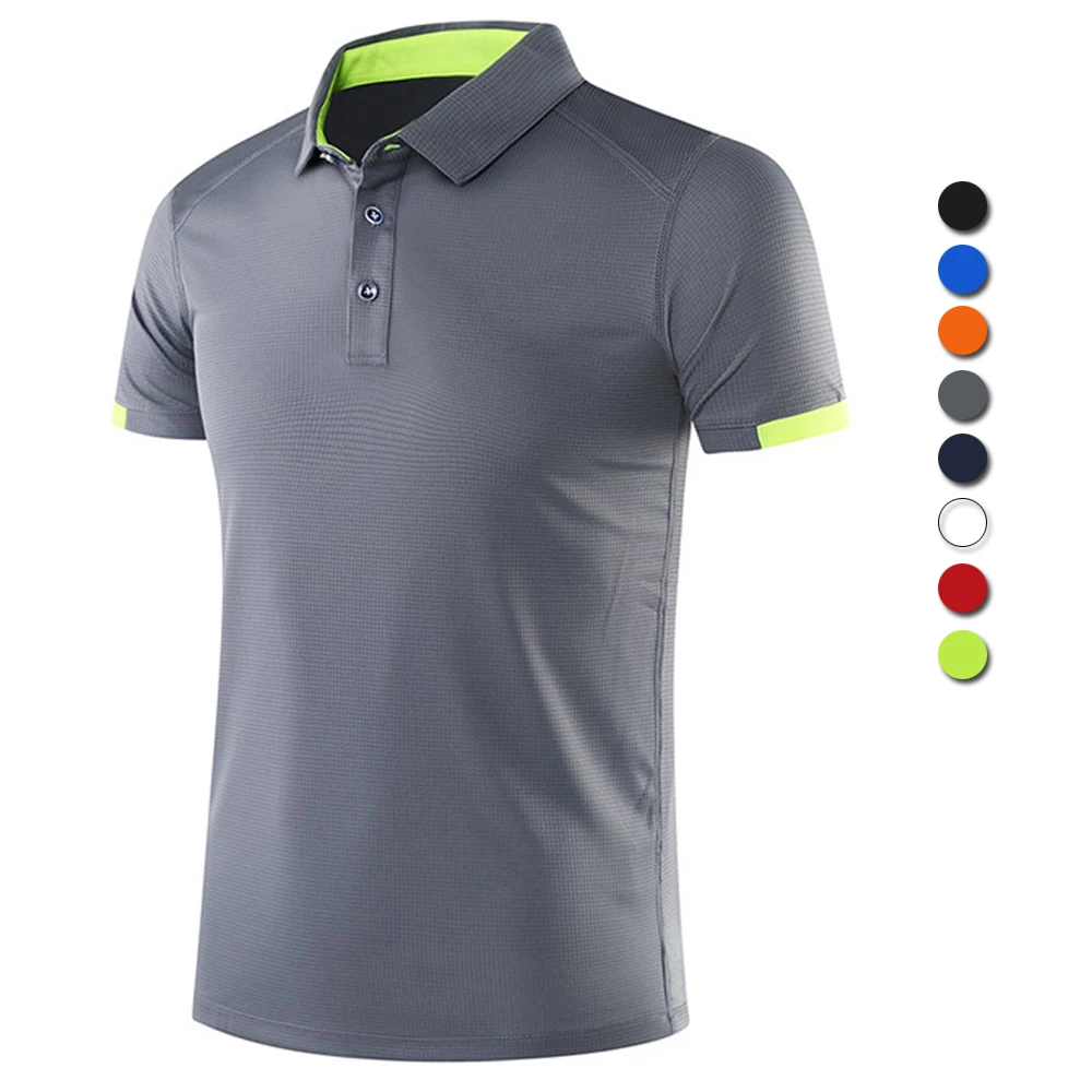 Summer Sports Polo Shirts Men Quick-dry Short Sleeved T-shirts Lapel Tennis Tees Work Outdoor Running Cool Breathable Slim Golf