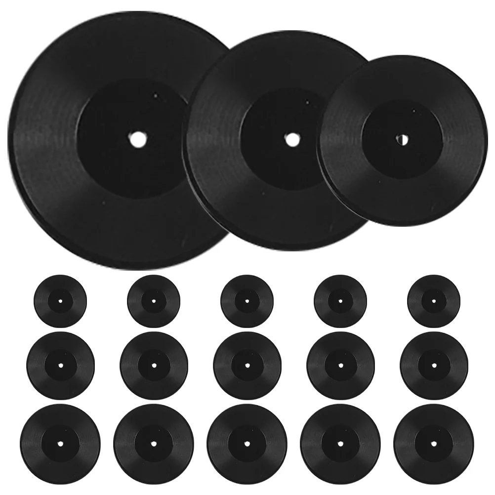 18 Pcs Mini Vinyl Model House Decoration Music Room Record for Records 500X500X010CM Black Fake