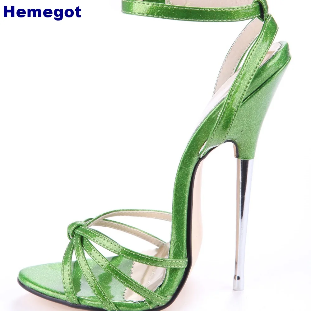 

Sexy Cross Strap Metal Stiletto Sandals Summer Open Toe Catwalk Banquet Pumps Plus Size Fashion Buckle Solid Color Women Sandals