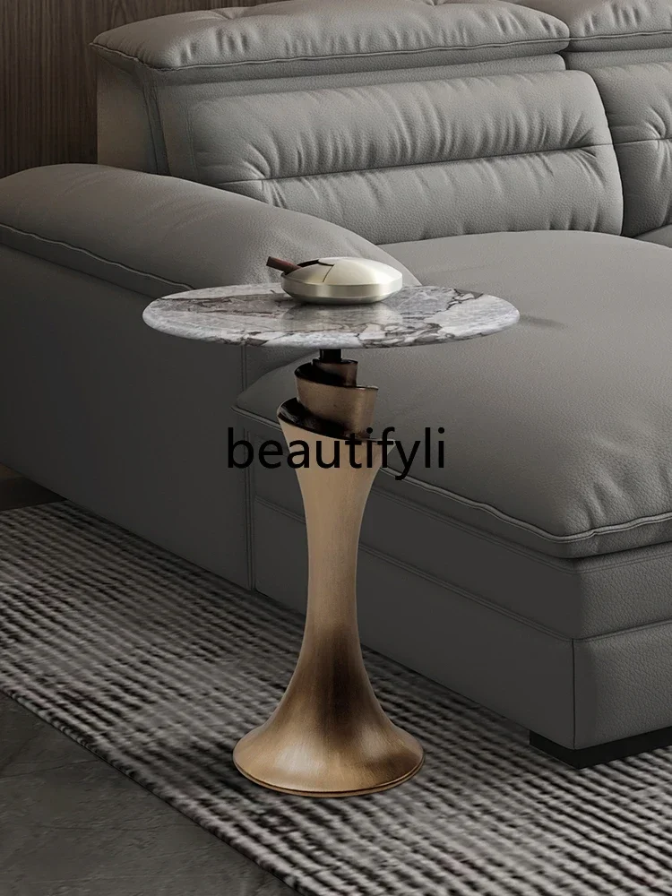 

ss CItalian simple luxury natural marble edge table modern simple small coffee table high-end