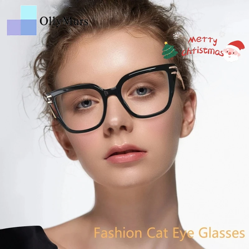 

OLLYMURS модные женские очки «кошачий глаз» с блокировкой синего света в стиле ретро, трендовая оптическая оправа для очков из сплава TR90 87314