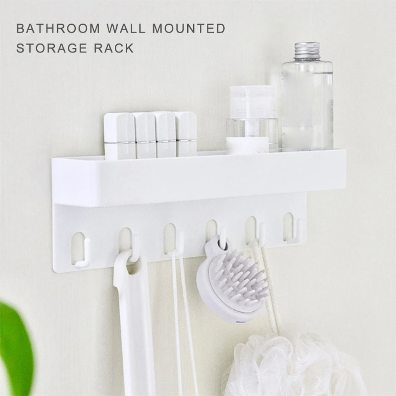 Durable Plastic Storage Rack with Hook Efficient Wall Mounted Organizers Rack Space Saving Hanging Storage Holder M68E