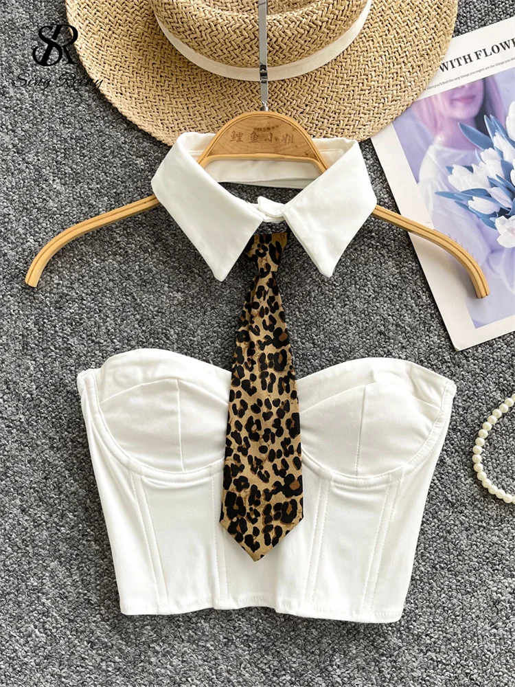 SINGREINY أنثى ريترو ليوبارد الحسية تانك القمم موضة سستة غمد تانك القمم المرأة الرسن التعادل الشارع الشهير خمر تانك القمم