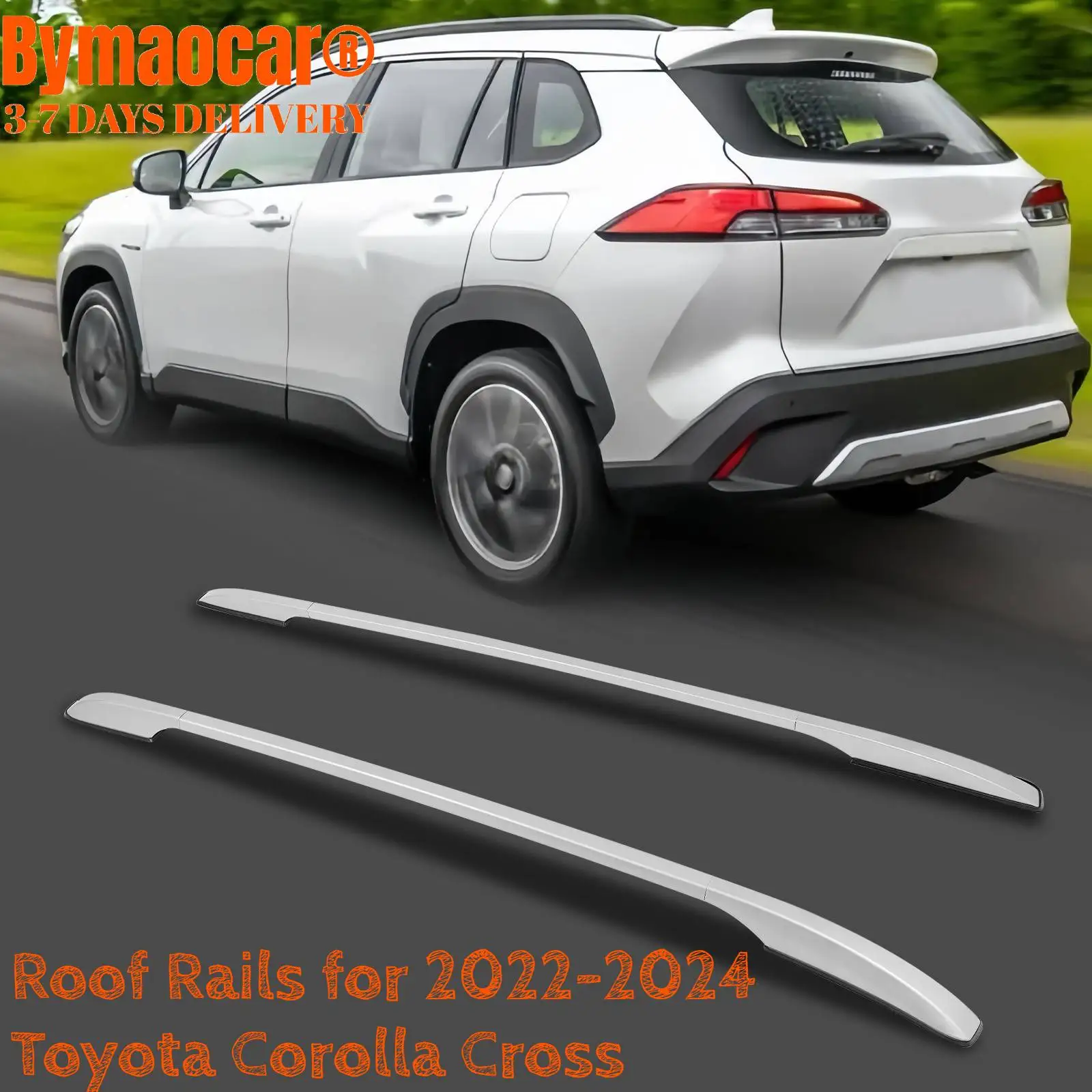 

2pcs Roof Rails for 2022-2024 Toyota Corolla Cross, Silver Top Rack Cross Bar Aluminum Car Crossbar