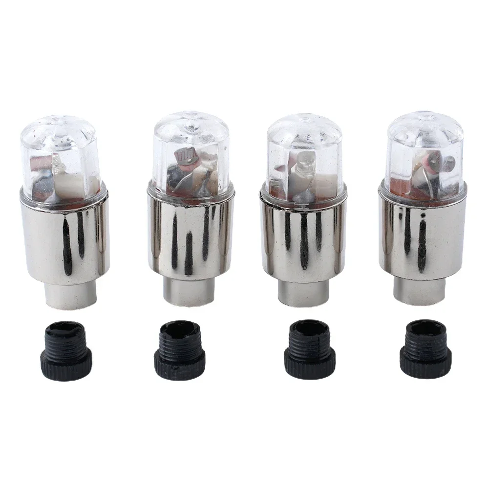 4Pcs Car Tire Valve Cap Motorcycle Wheel Dust Stem Air Valve Covers Stem LED Light Cover Bike Waterproof Tire Stem Lamps