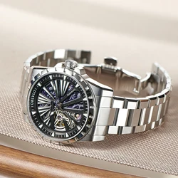 OBLVLO Top Brand Luxury Steel Automatic Mechanical Military Skeleton Men Casual Sport Watch Waterproof Bracelet Watches RMS-U