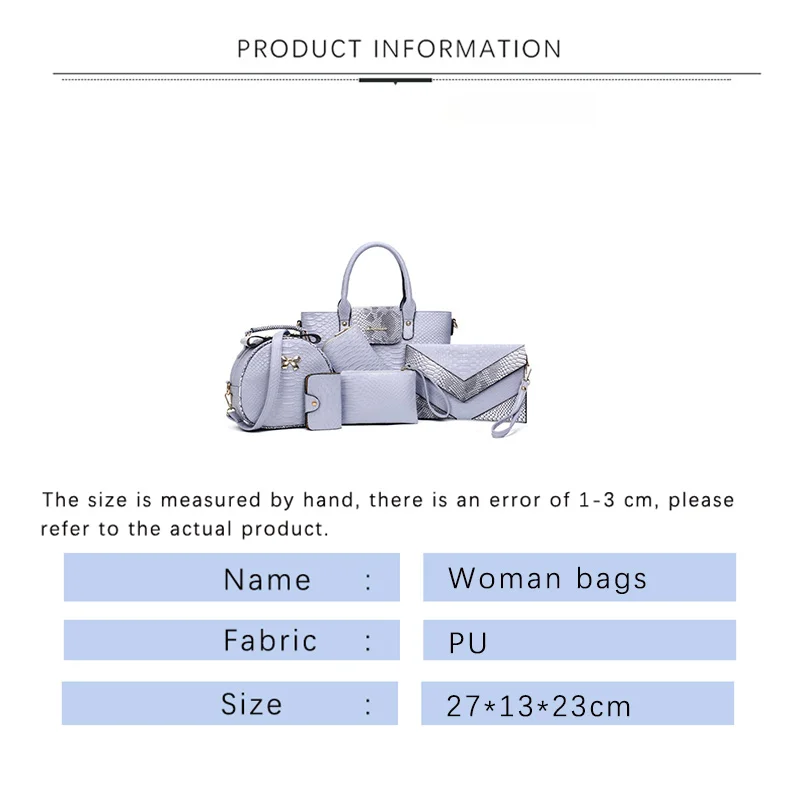 TRAVEASY 2024 Women Bag New Tote Bag Fashion Alligator Mother Bag Six-Piece Set Elegant One Shoulder Diagonal Cross Lady Bag